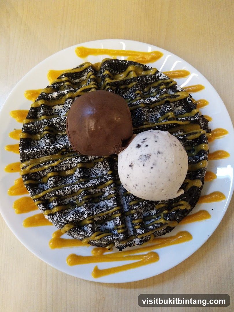 Chocolate Waffle with Ice Cream