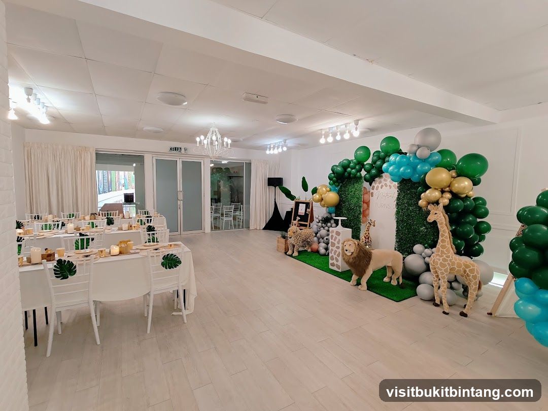 Jungle-themed party setup