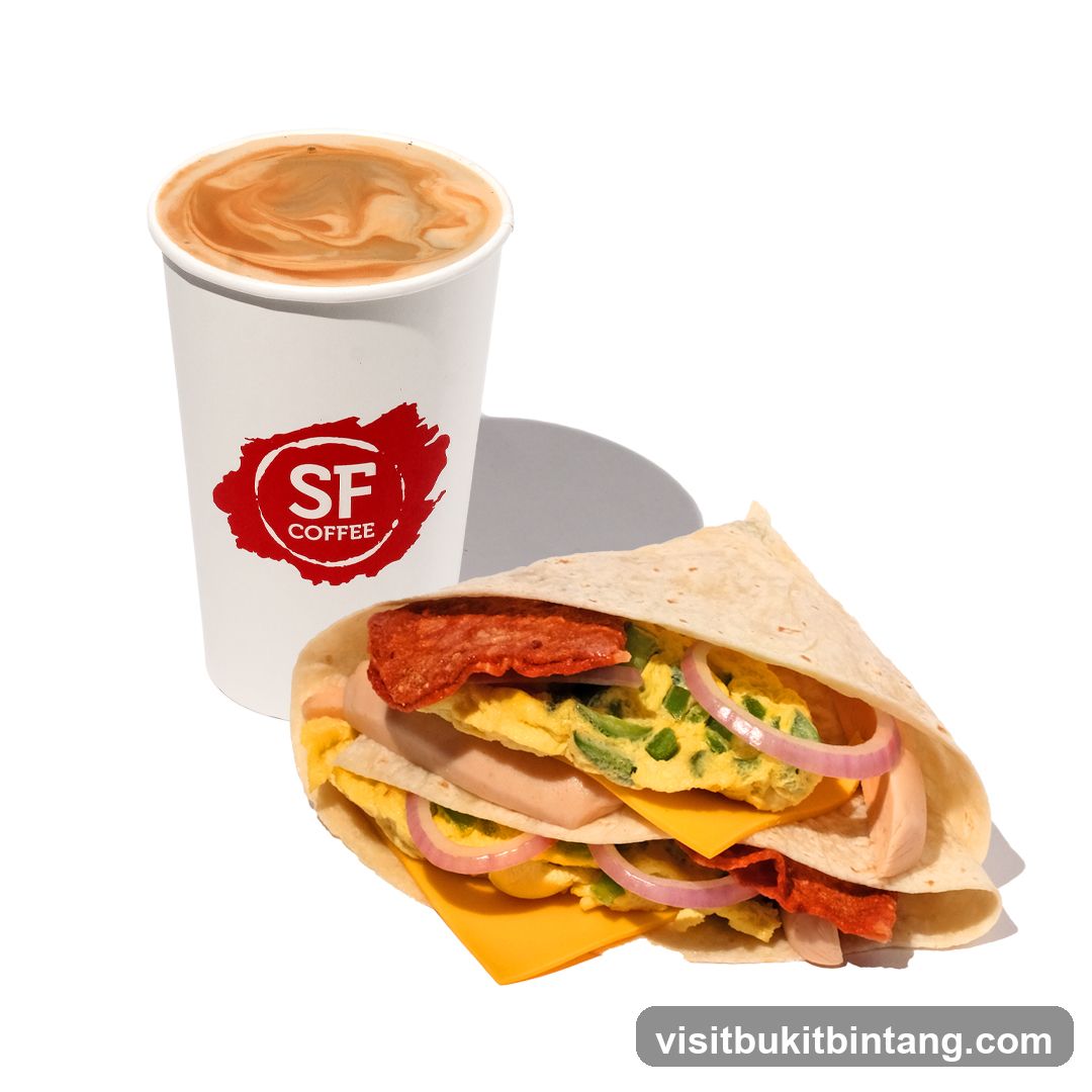 SF Coffee Breakfast Wrap and Latte