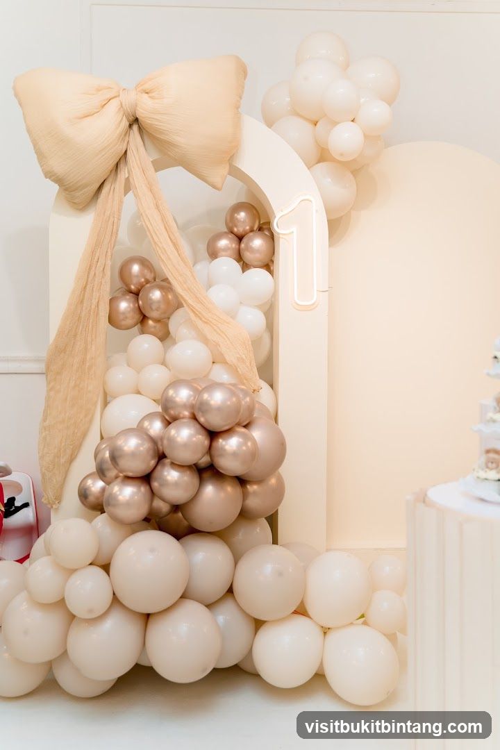 Balloon Arch with Number 1 Neon Sign