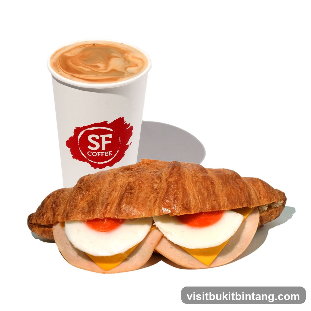 Croissant Sandwich and Coffee