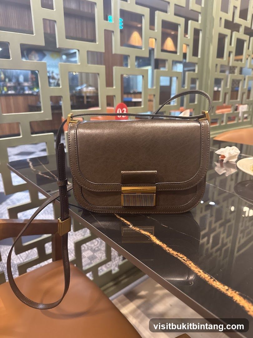 Brown Handbag on Table
