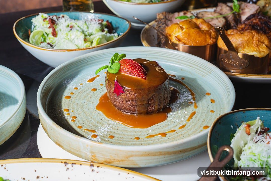 Dessert with Caramel Sauce and Strawberry