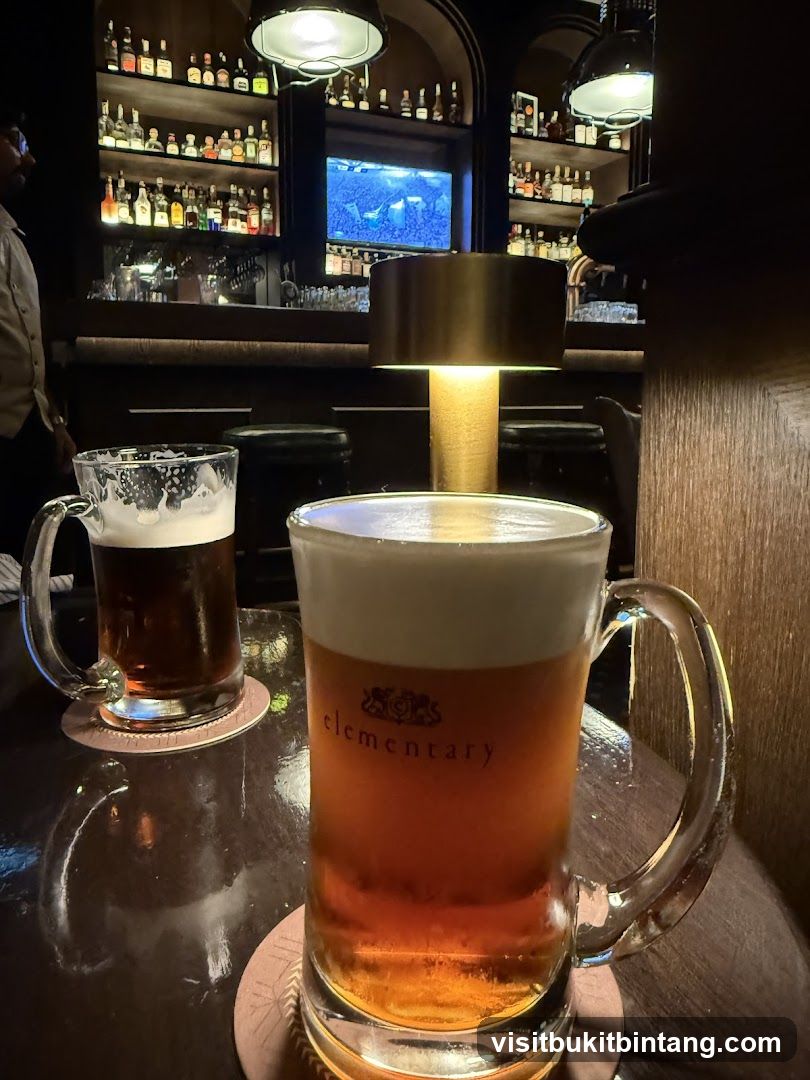 Two Mugs of Beer at a Bar