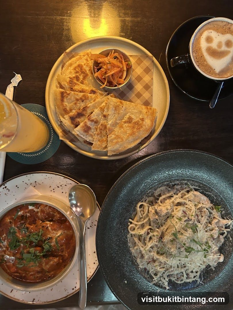 Table with food and coffee