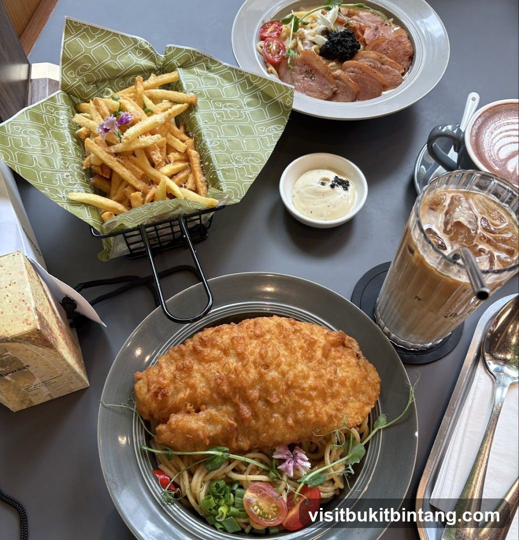 Table with food and drinks