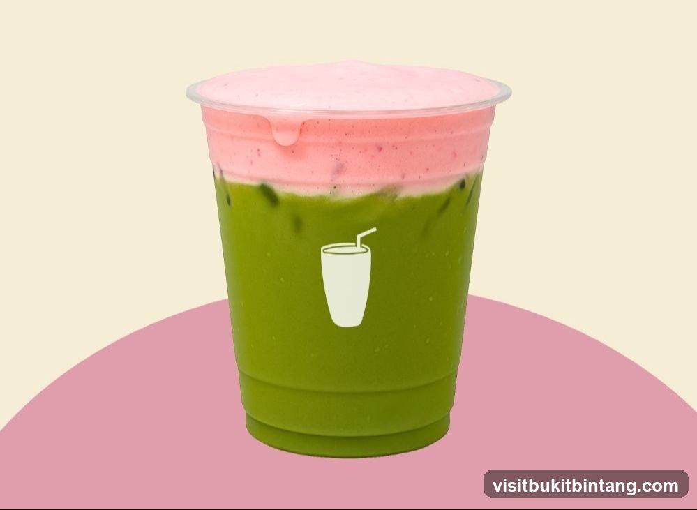Matcha Drink with Pink Foam