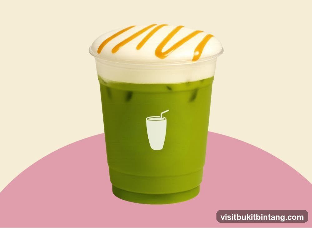 Matcha Drink with Caramel Drizzle