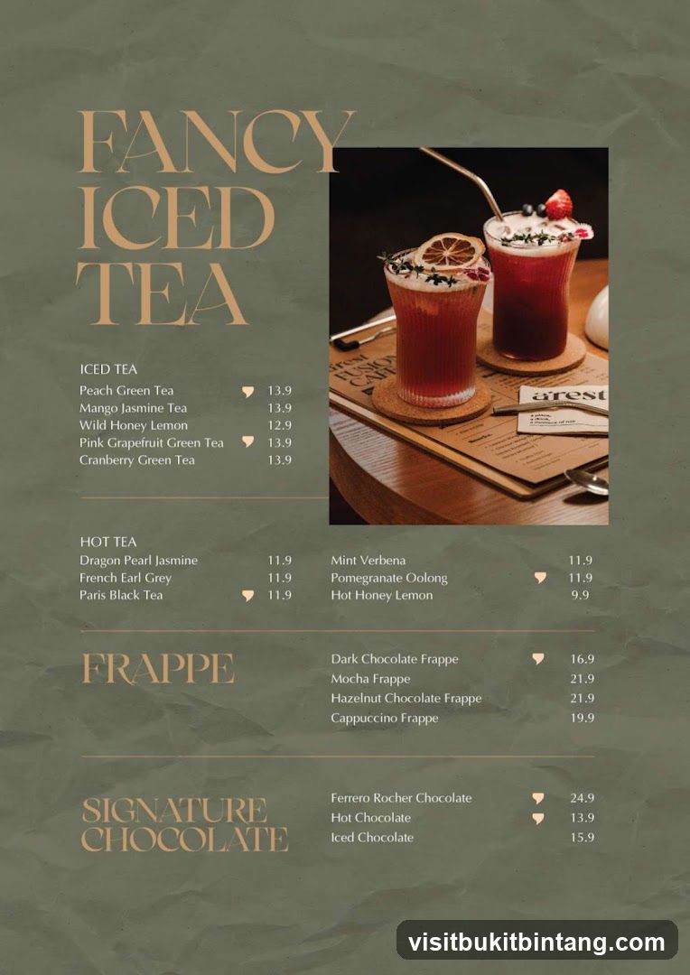Fancy Iced Tea Menu