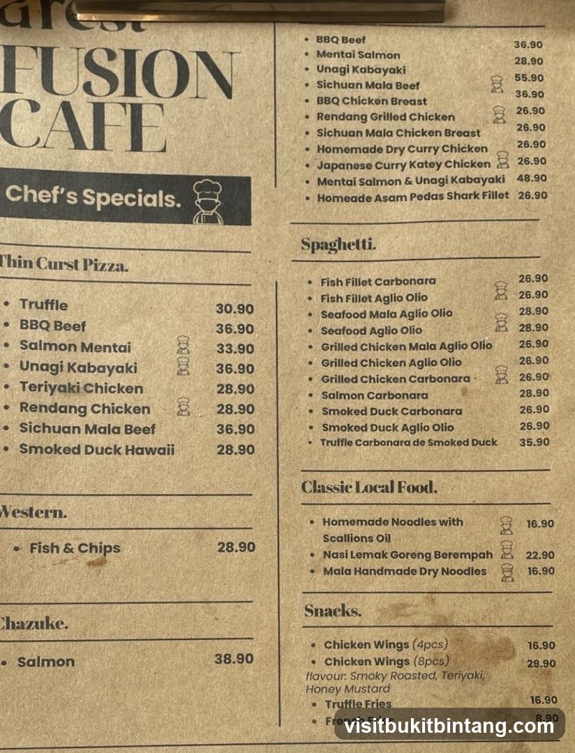 Fusion Cafe Menu