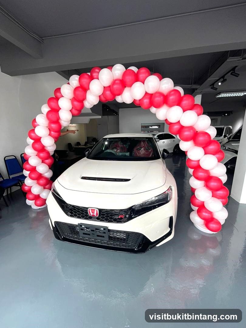 Car Dealership Interior with Balloon Arch