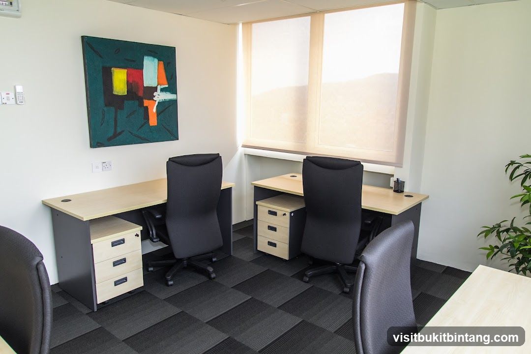 Office Interior with Desks and Artwork