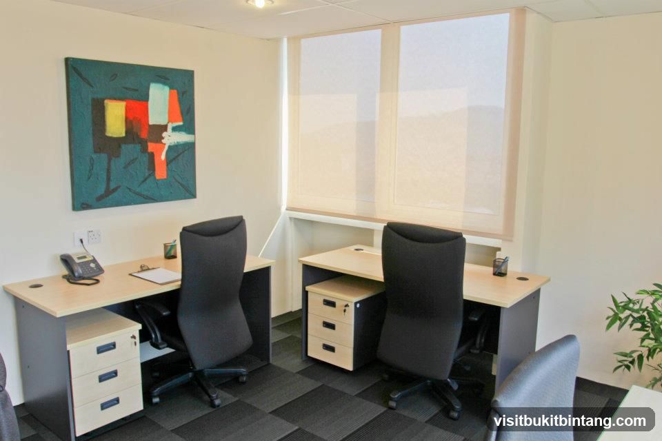 Office Interior with Desks and Artwork