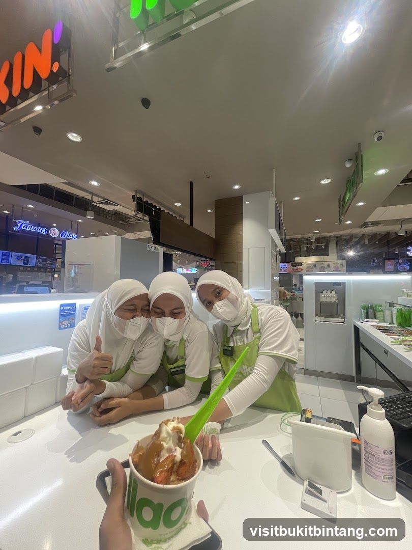 Ice Cream Shop Interior with Staff and Product