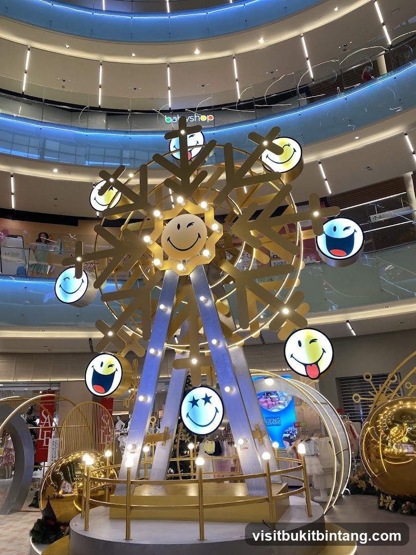 Festive Snowflake Display in Mall Interior