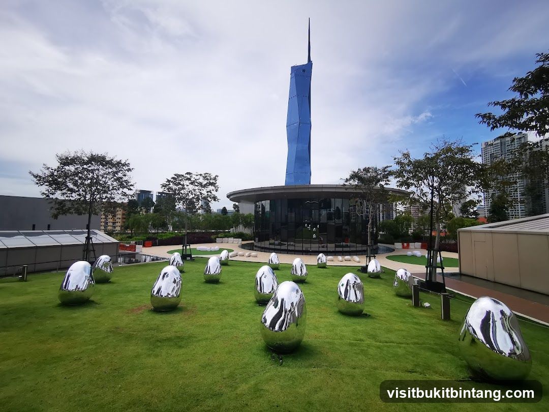 Rooftop Garden with Sculptures and Tower