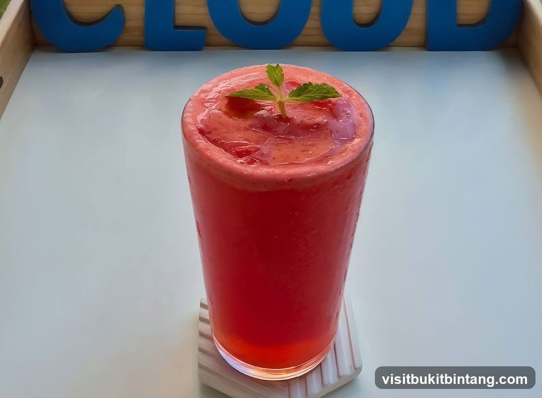 Pink Smoothie with Mint Garnish