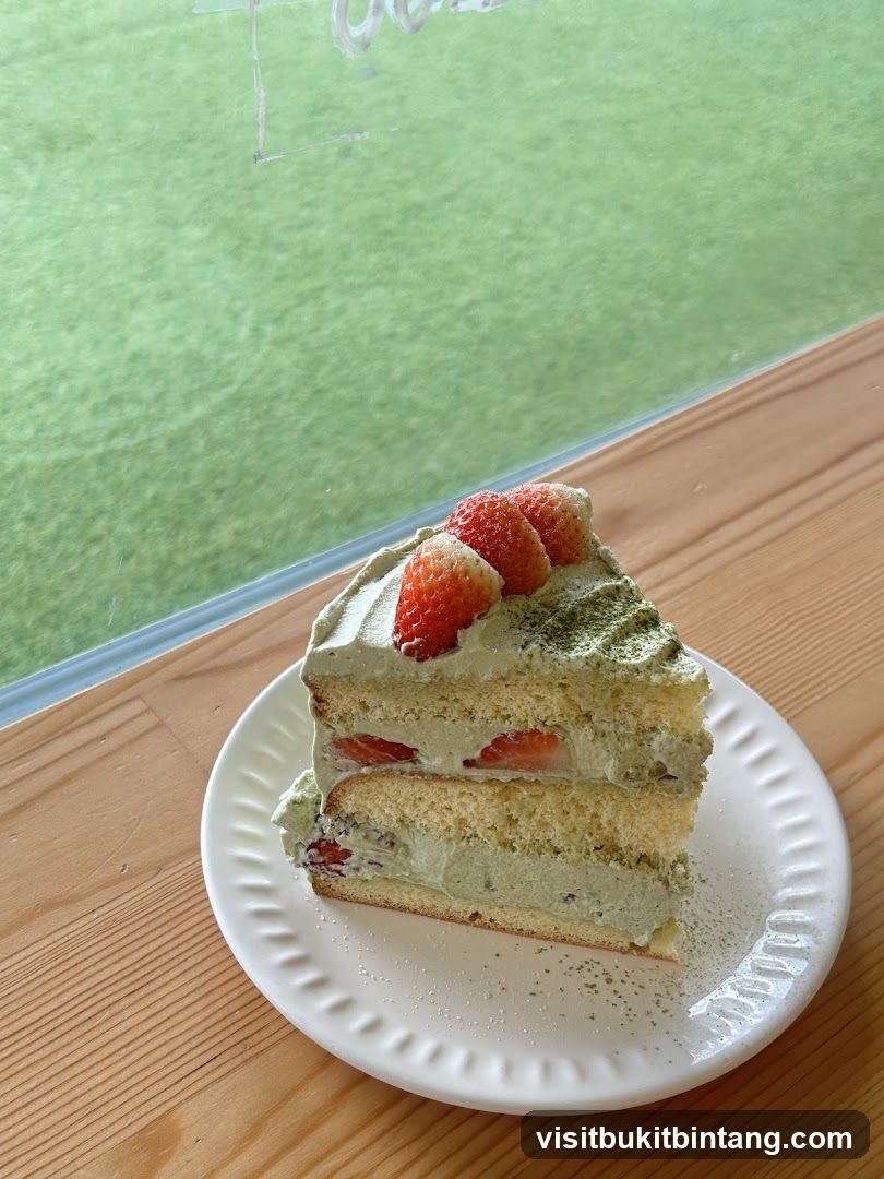 Strawberry Matcha Cake Slice