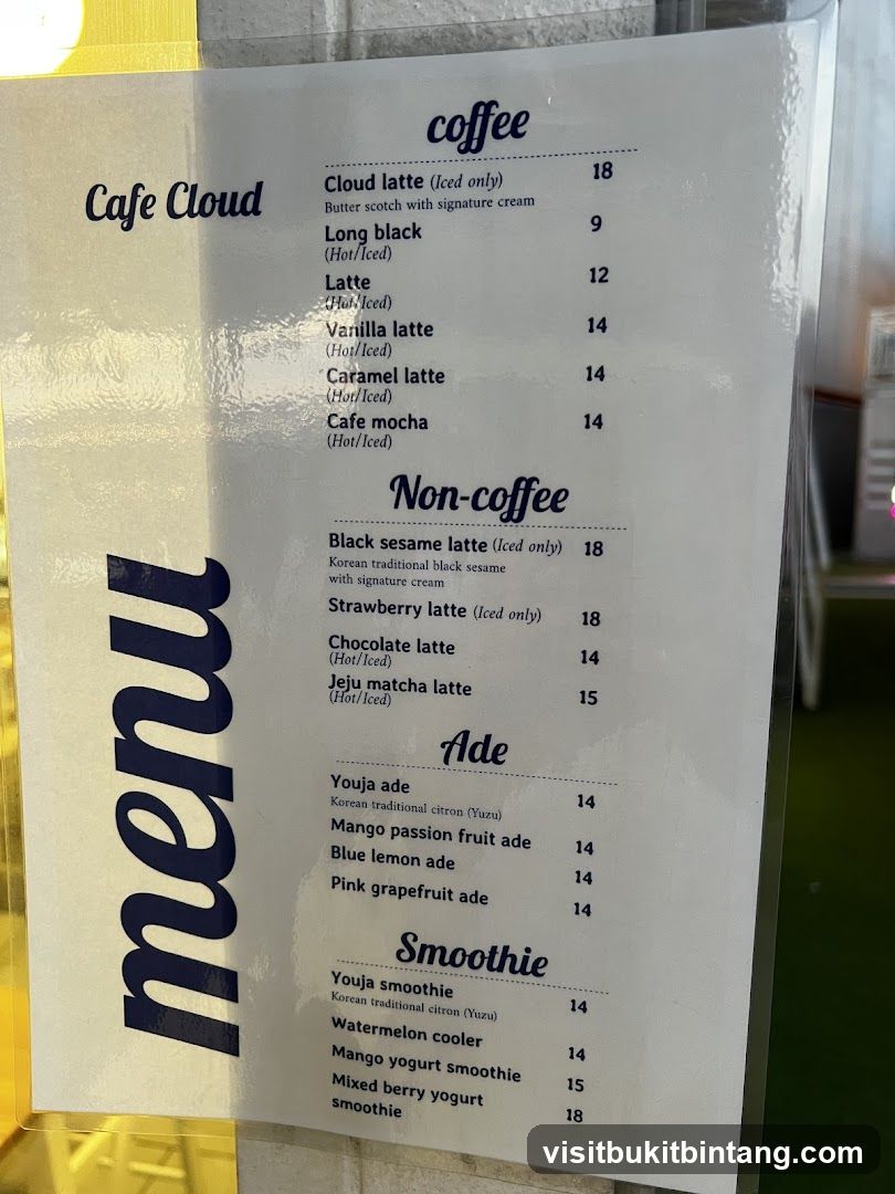 Cafe Cloud Menu