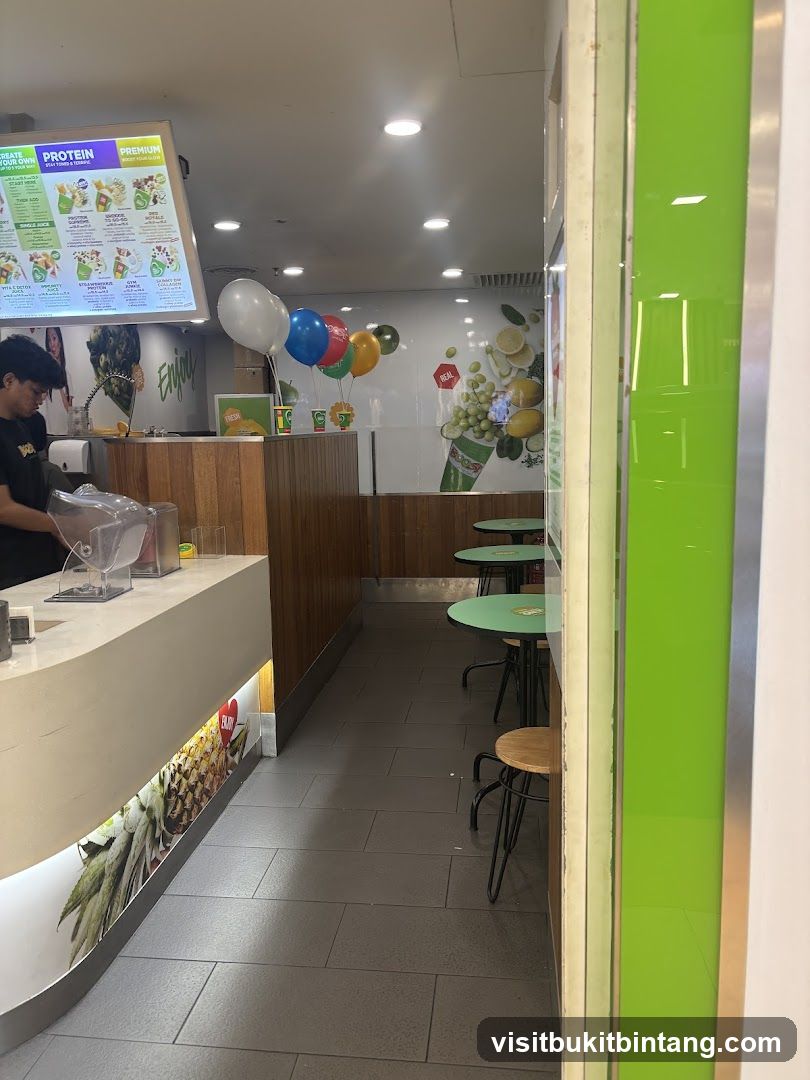 Juice Bar Interior with Menu and Seating