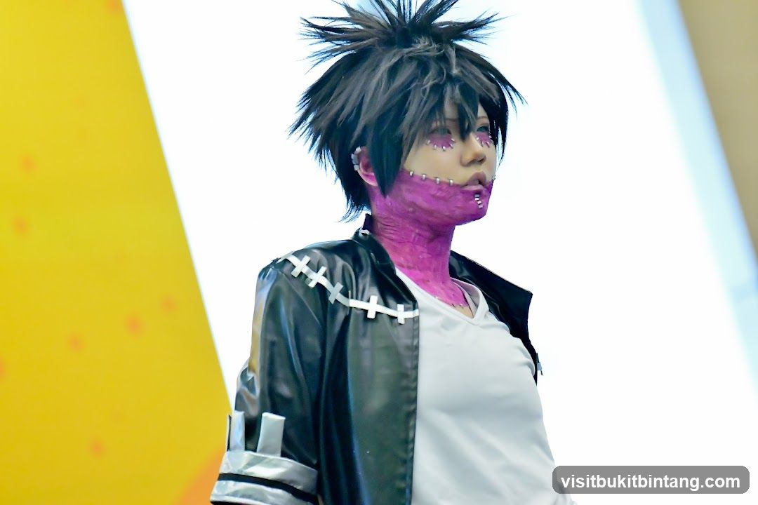 Cosplayer with stitched face