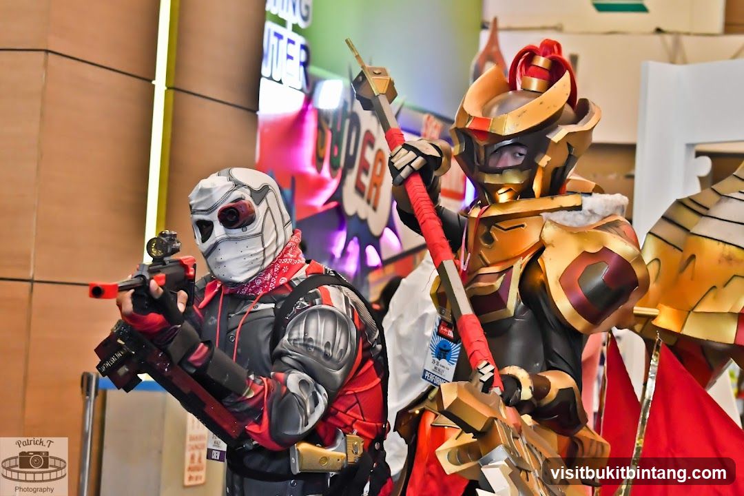 Cosplayers with props