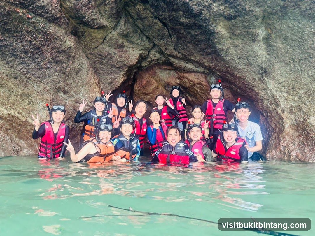 Group Snorkeling in a Cave