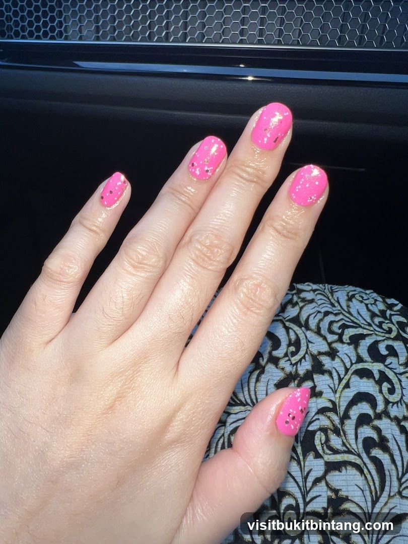 Pink Nails with Glitter Accents