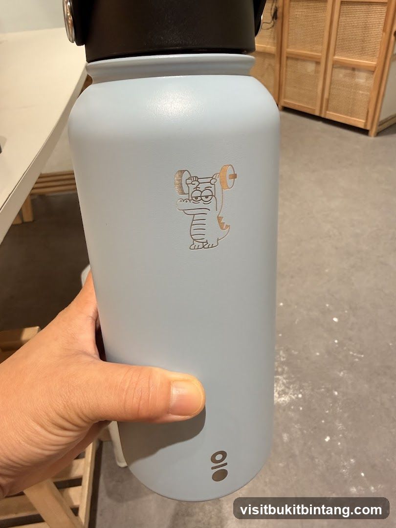 Water Bottle with Cartoon Dragon Graphic