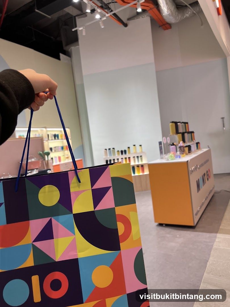 Shopping bag with colorful geometric pattern