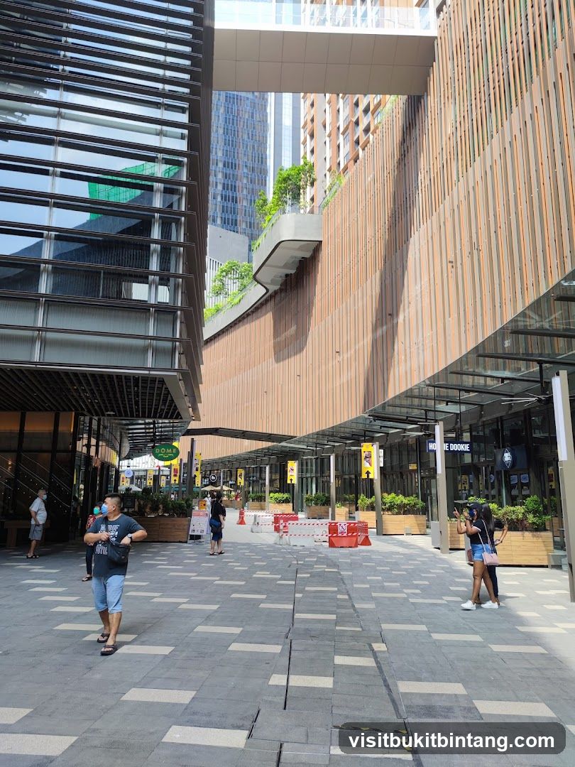 Outdoor walkway with modern architecture