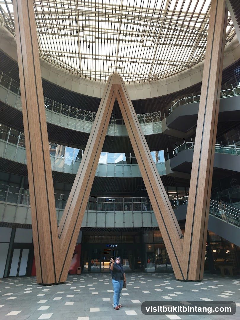 Modern Atrium with Large Wooden Structures