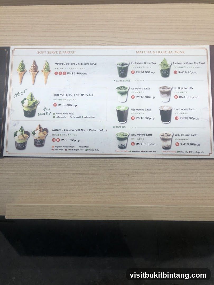Matcha & Hojicha Menu