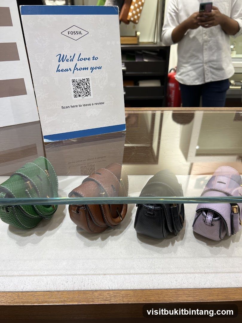 Fossil display with small bags