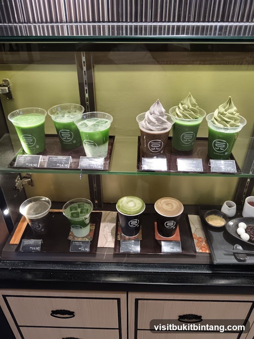 Matcha Drinks and Desserts Display