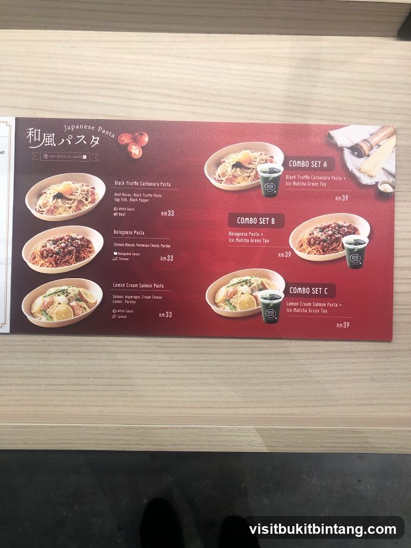 Japanese Pasta Menu
