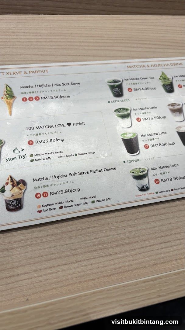 Matcha & Hojicha Drink Menu