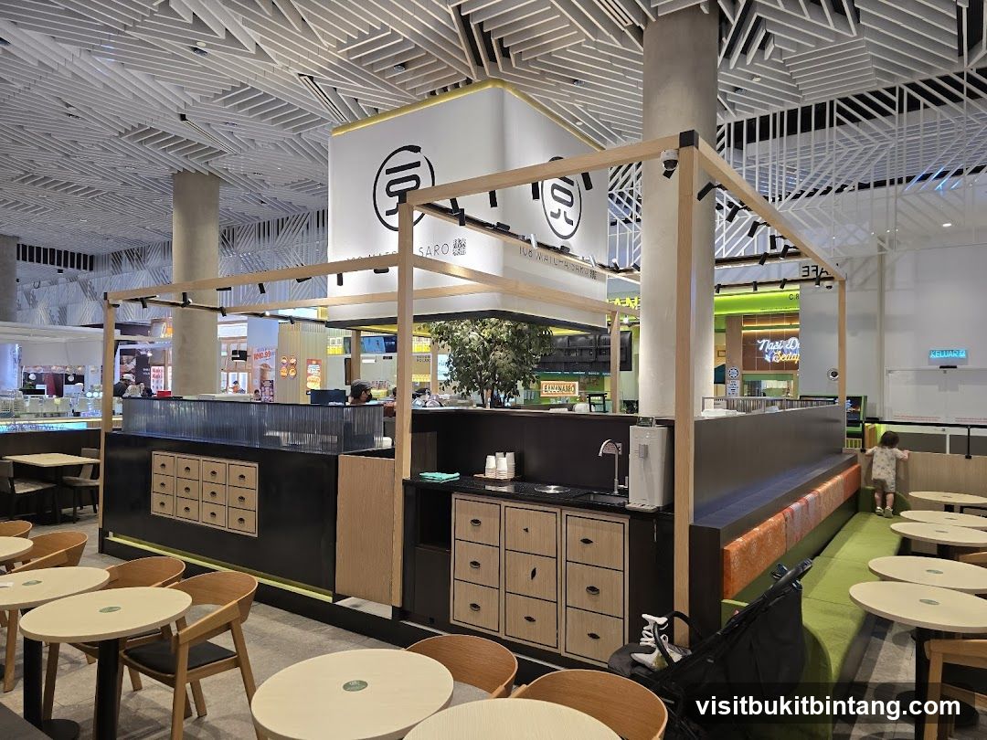 Modern cafe interior with wooden accents