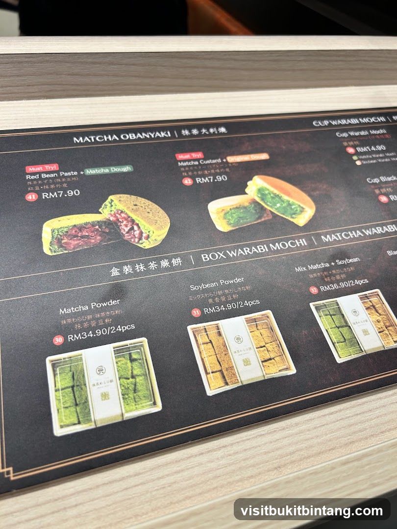 Matcha Obanyaki & Box Warabi Mochi Menu