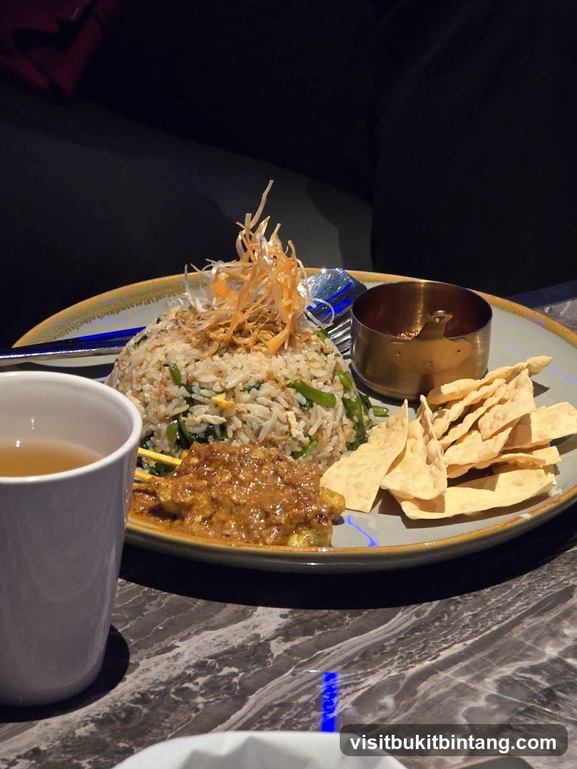 Fried Rice with Satay and Papadums
