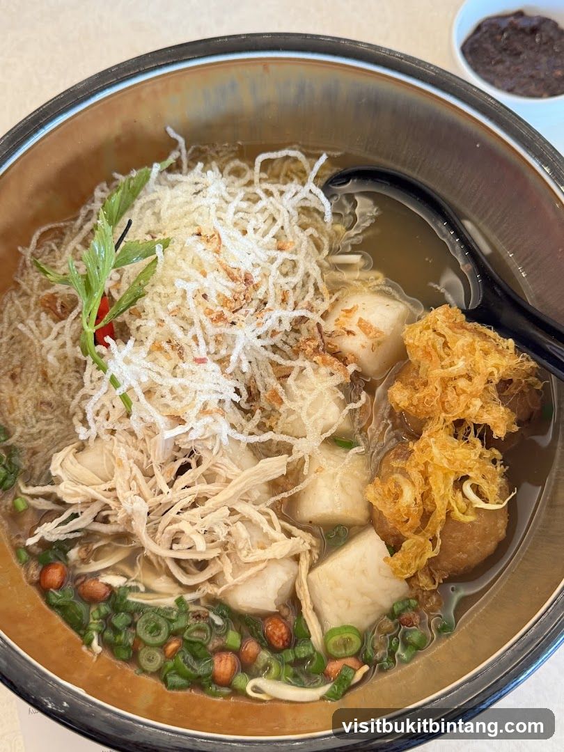 Bowl of Noodles with Shredded Chicken and Tofu