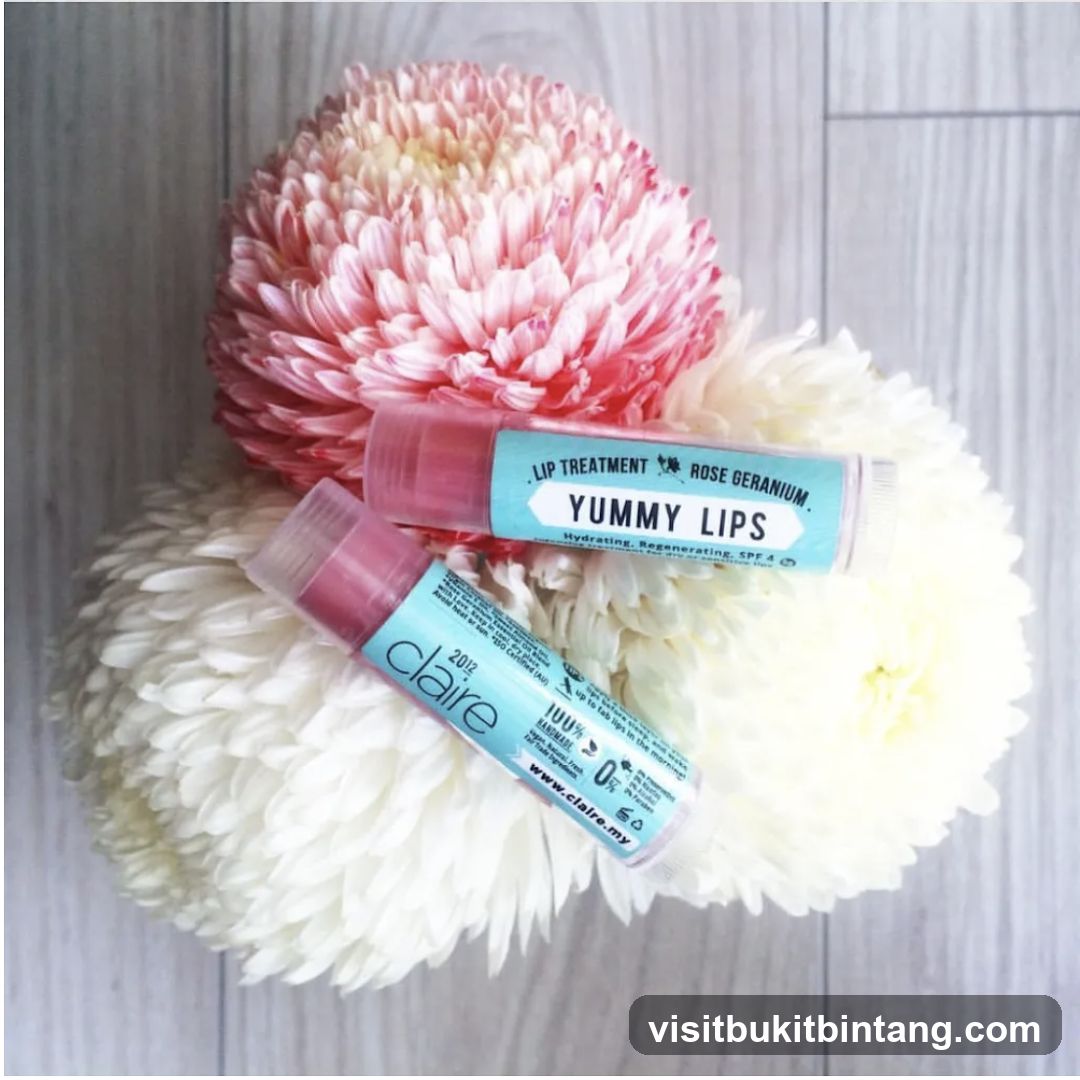 Lip balms with flowers