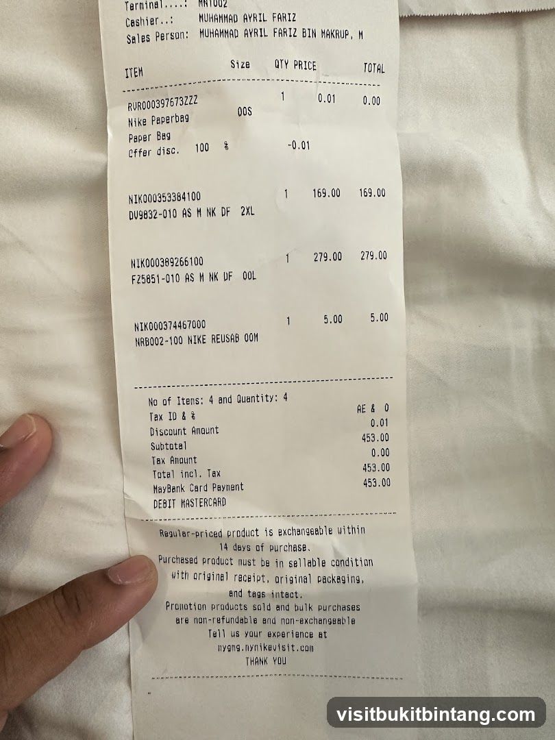 Nike Receipt