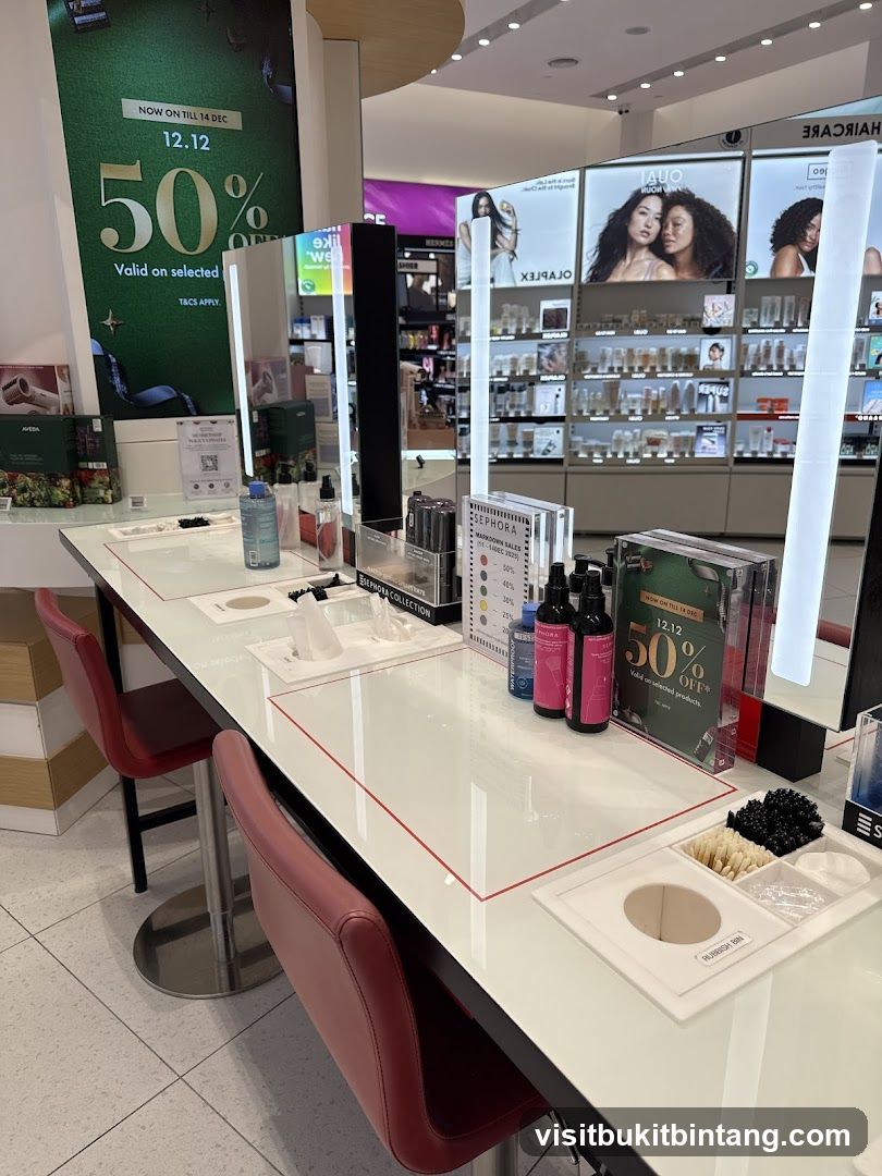 Cosmetics display with sale promotion