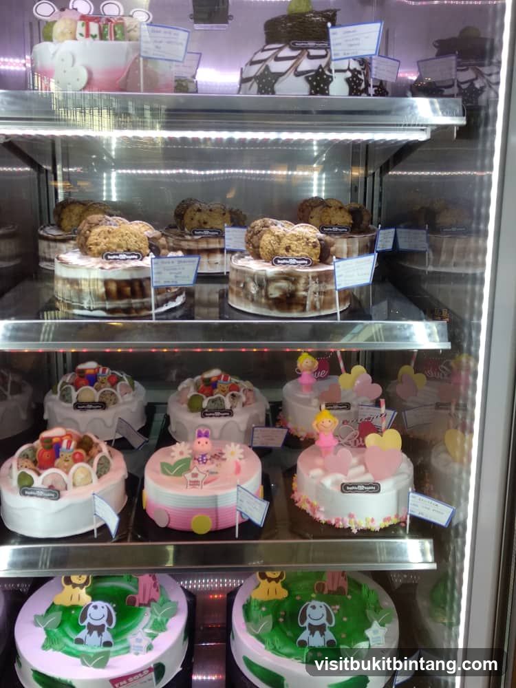 Assortment of Cakes in a Display Case