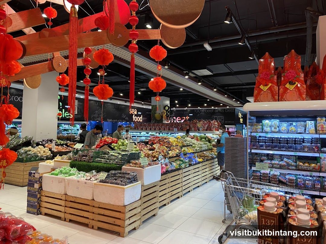 Supermarket Interior with Festive Decorations