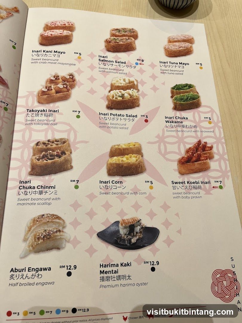 Inari Sushi Menu