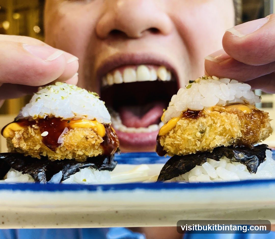 Person about to eat sushi burgers