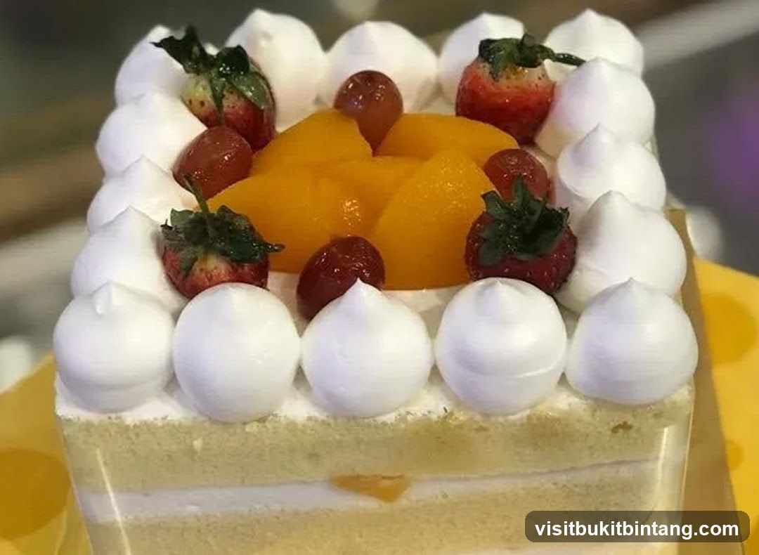 Square Cake with Fruit and Meringue