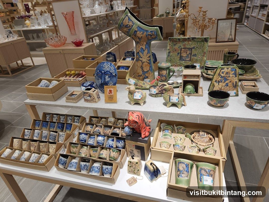 Display of Ceramic Pottery and Decorative Items